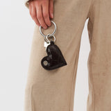 Heart Keychain — Brown Croco