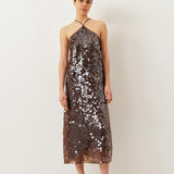 Polly Dress — Brown Sequin