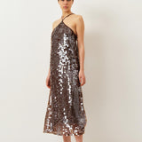 Polly Dress — Brown Sequin