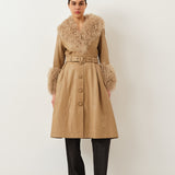 Foxy Shearling Coat — Beige