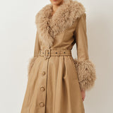 Foxy Shearling Coat — Beige