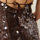 Polly Dress — Brown Sequin