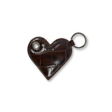 Heart Keychain — Brown Croco