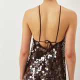 Polly Dress — Brown Sequin