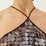 Polly Dress — Brown Sequin