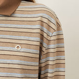 Serena Polo Shirt — Brown Shadow Stripe