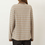 Serena Polo Shirt — Brown Shadow Stripe